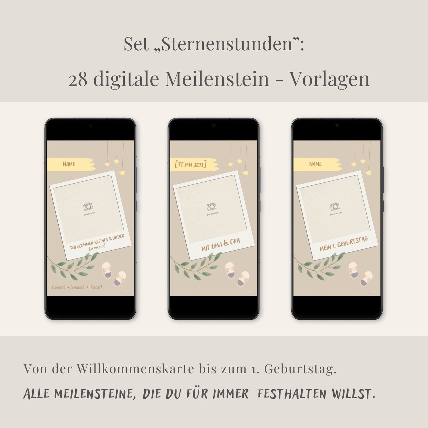 Digitale Baby Meilensteine: Set „Sternenstunden“
