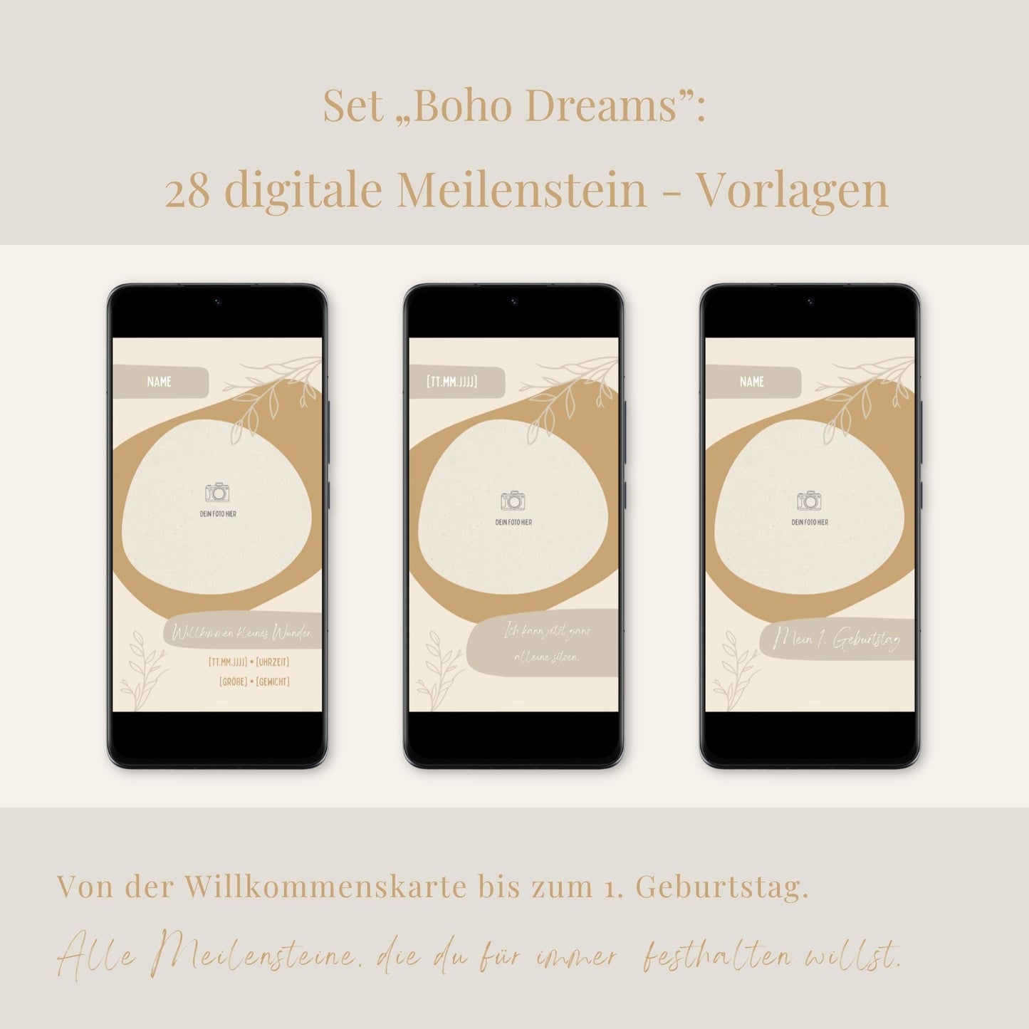 Digitale Baby Meilensteine: Set „Boho Dreams“