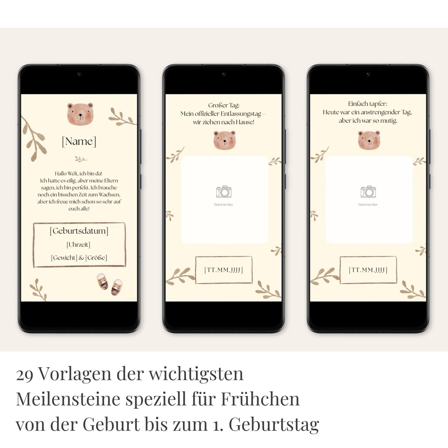 Digitale Frühchen Meilensteine: Set „Bärenstark“